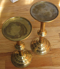 Image: Pair Antique Church Candlesticks